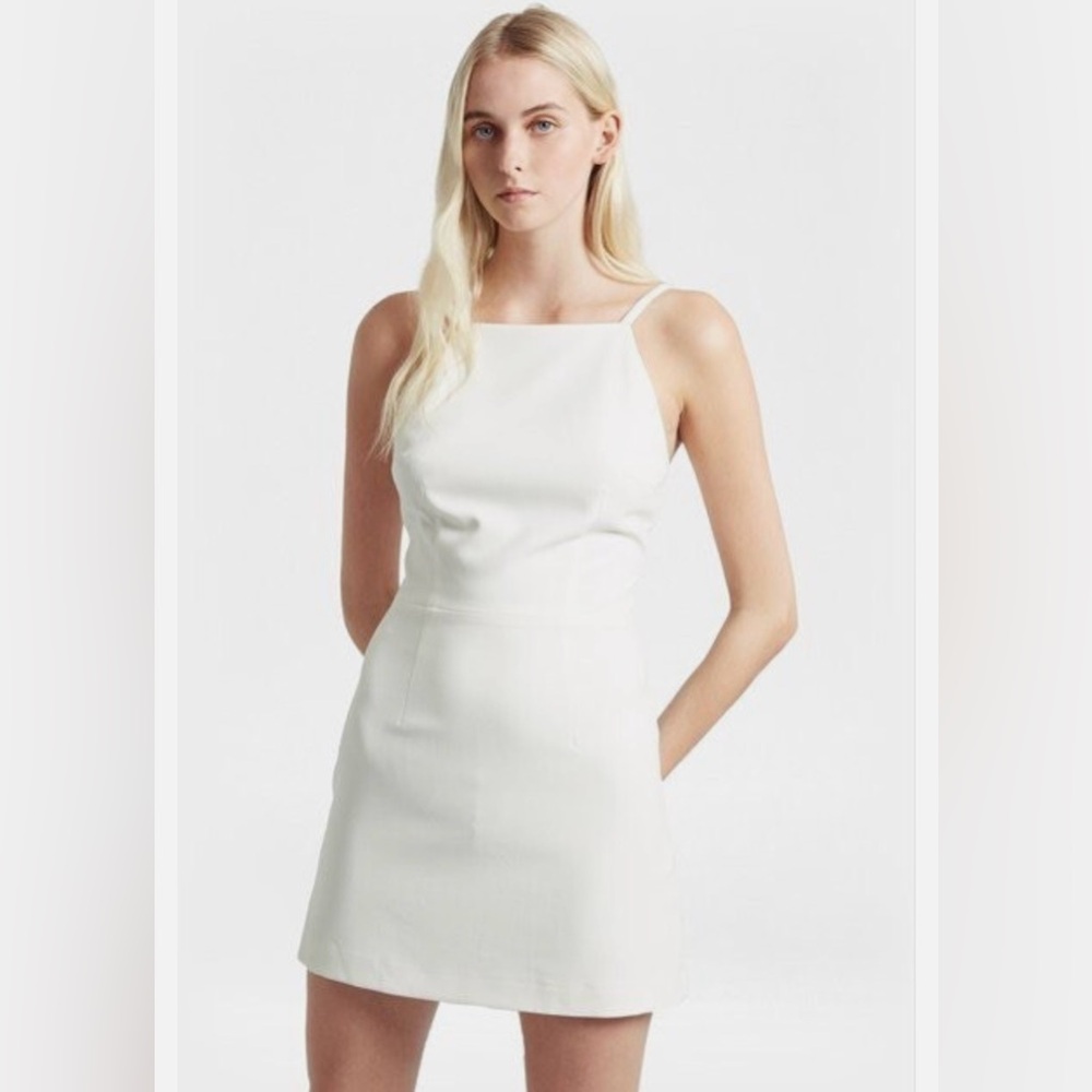FRENCH CONNECTION Womens White Square Neck Mini Cocktail A-Line Dress 4